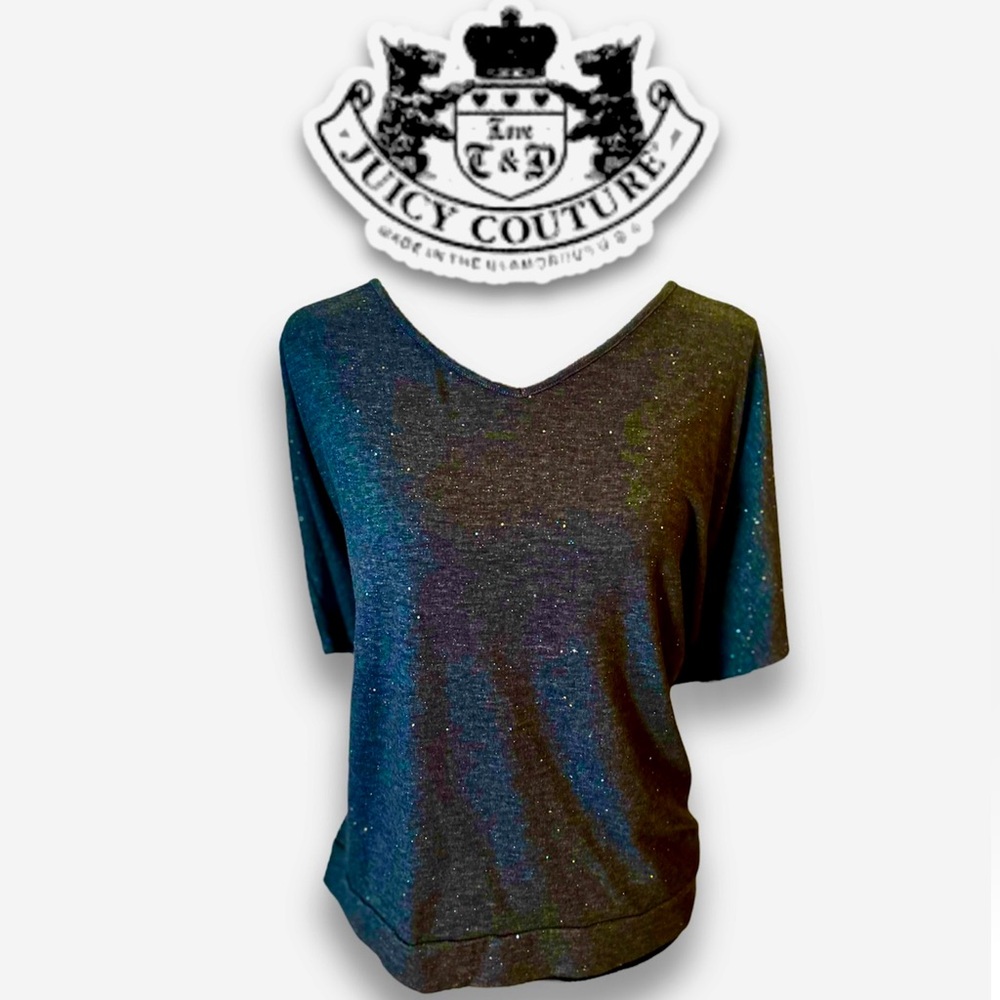 Juicy Couture Sparky V-Neck Tunic Top Shirt Charcoal Slate Gray XL